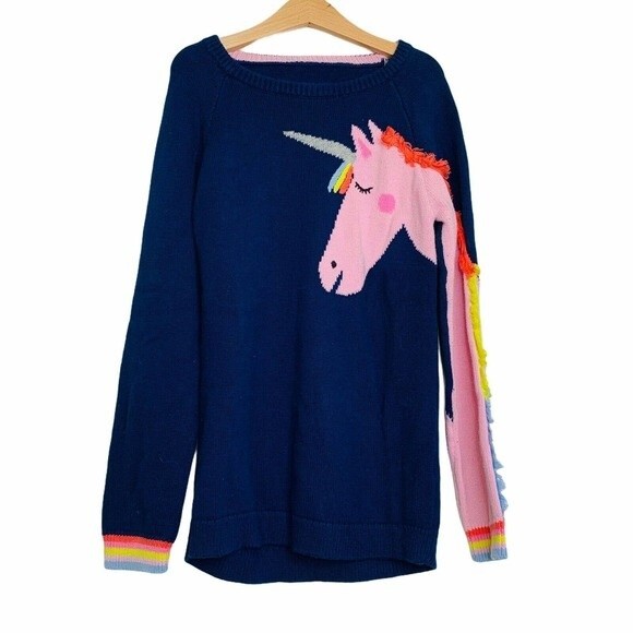 Joules Gee Gee Girls Unicorn Knitted Navy Sweater 9-10Y - Picture 3 of 12
